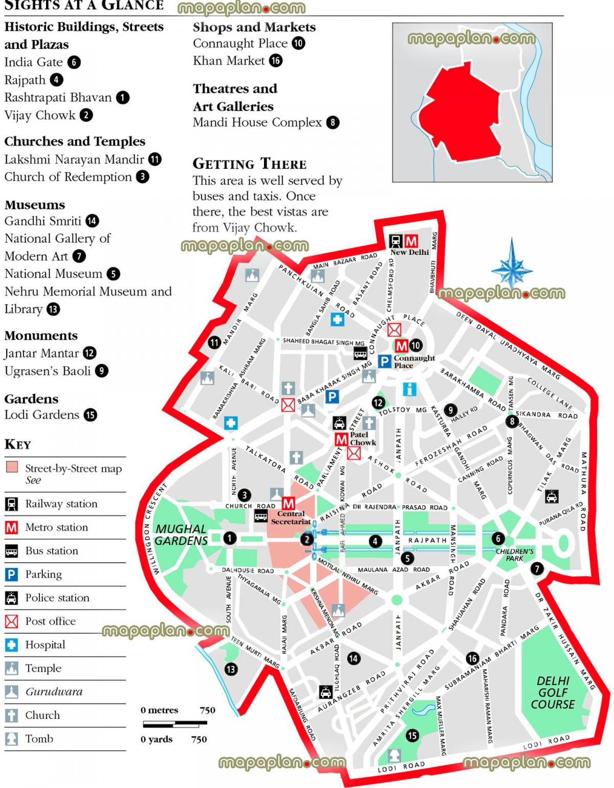 New Delhi walking tours map